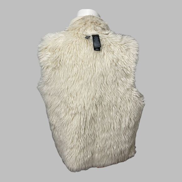 BISOU Bisou Women’s Open Front Faux Suede/Fur Vest-Ivory Size L - Picture 6 of 8